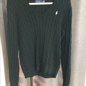 폴로 랄프로렌 꽈배기 브이넥 블랙 니트 L 이미지