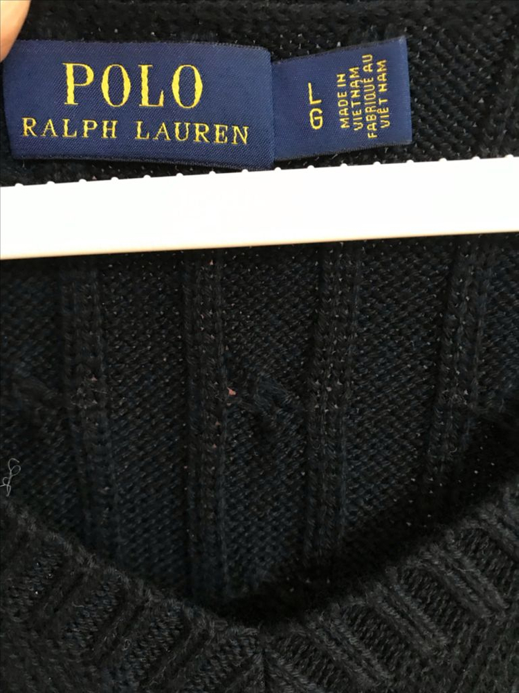 폴로 랄프로렌 꽈배기 브이넥 블랙 니트 L 이미지