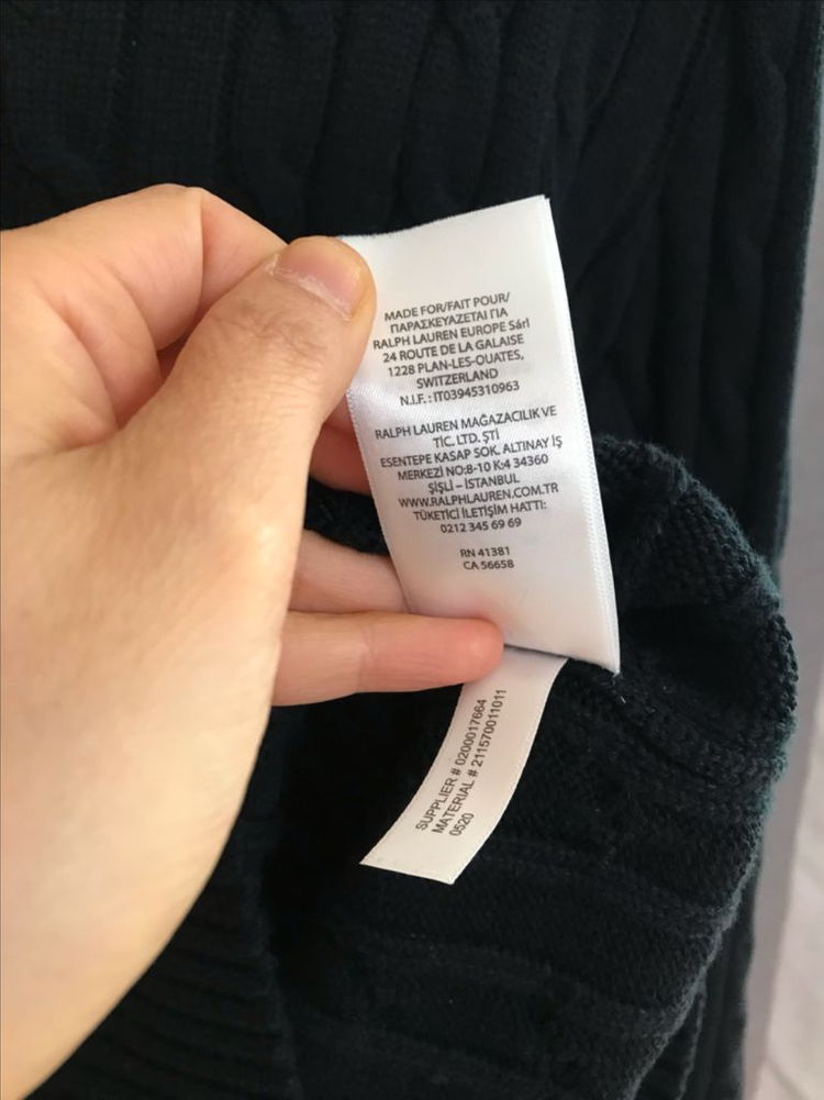 폴로 랄프로렌 꽈배기 브이넥 블랙 니트 L 이미지