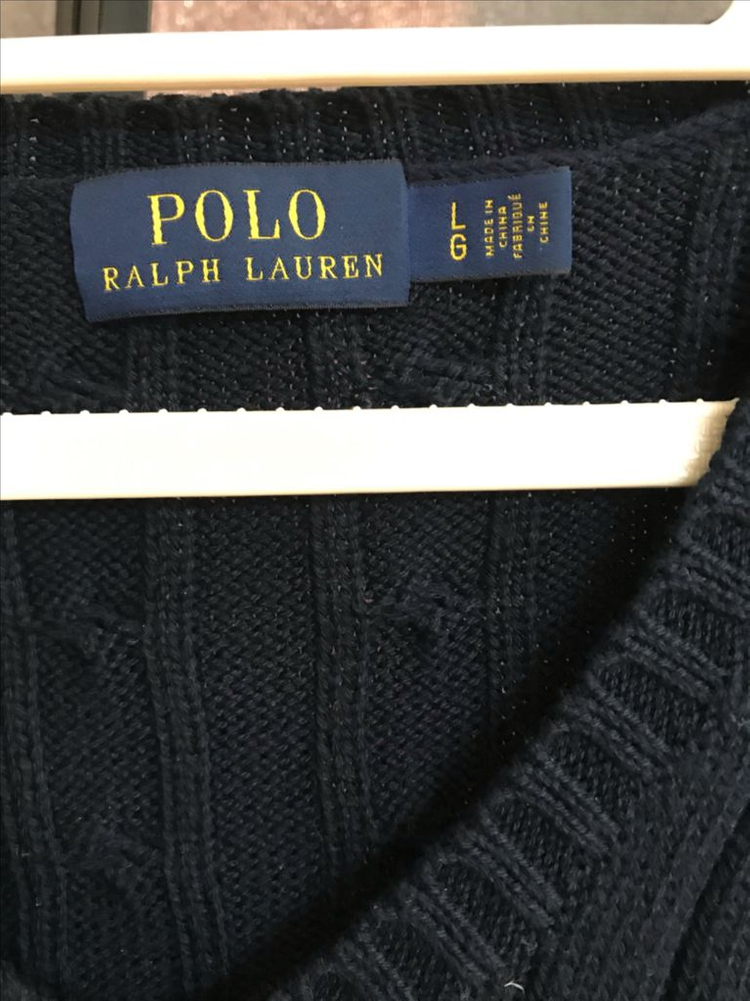 폴로 랄프로렌 브이넥 꽈배기 네이비 니트 L 이미지