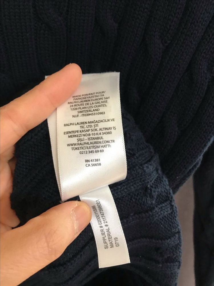 폴로 랄프로렌 브이넥 꽈배기 네이비 니트 L 이미지