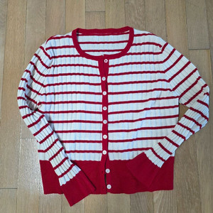멜로디가든 스트라이프 니트 가디건 레드 프리사이즈 이미지