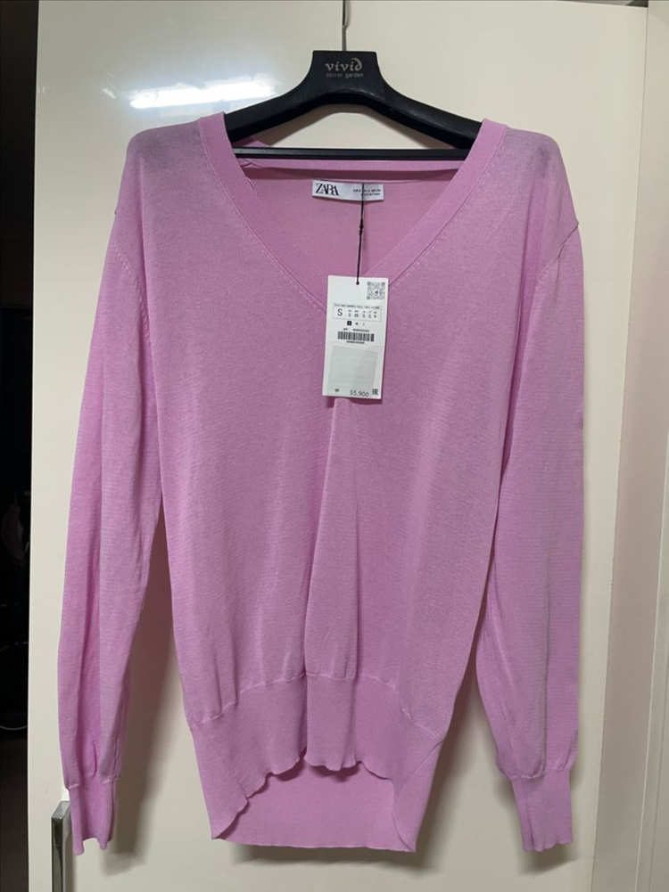 새상품) 자라 s 브이넥 얇은 니트 스웨터 코스 마시모두띠 한섬 구호 닥스 빈폴 가니 비이커 이미지