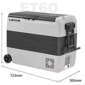 ET60 캠핑용 냉장고, 바퀴 유, 그레이색, 독일 콤프 이미지