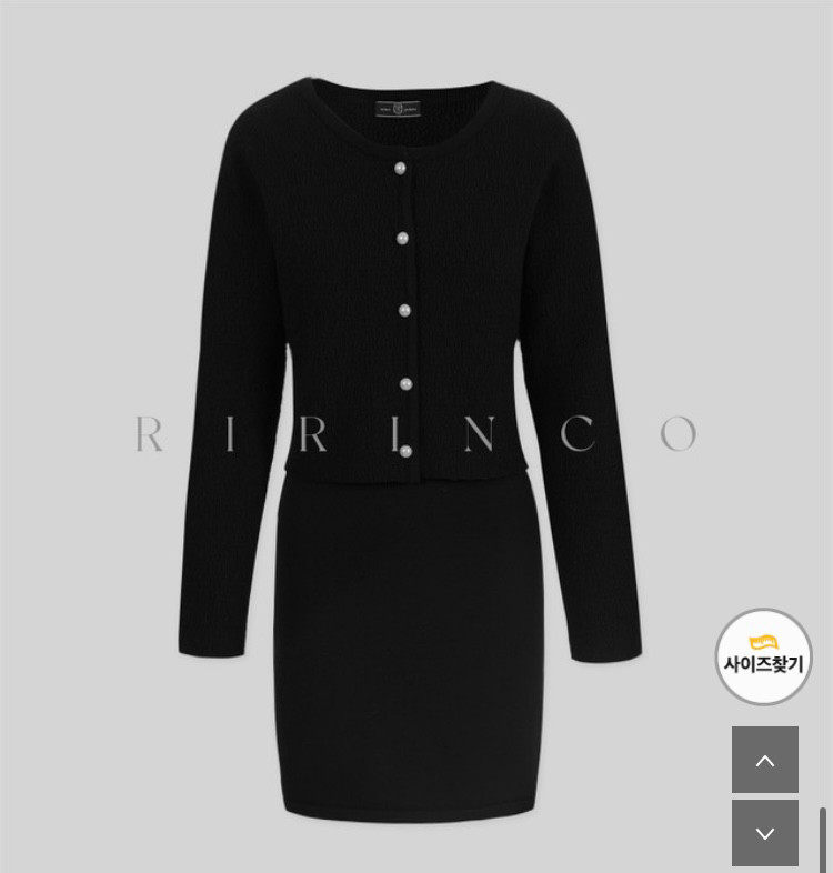 (최저가/데이트룩/새상품) 리리앤코 엘비디르 투피스(니트 가디건+미니 원피스) 세트 블랙 S 이미지