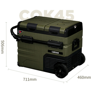 cok45 캠핑용 냉장고, 바퀴 유, 카키색, LG콤프 이미지