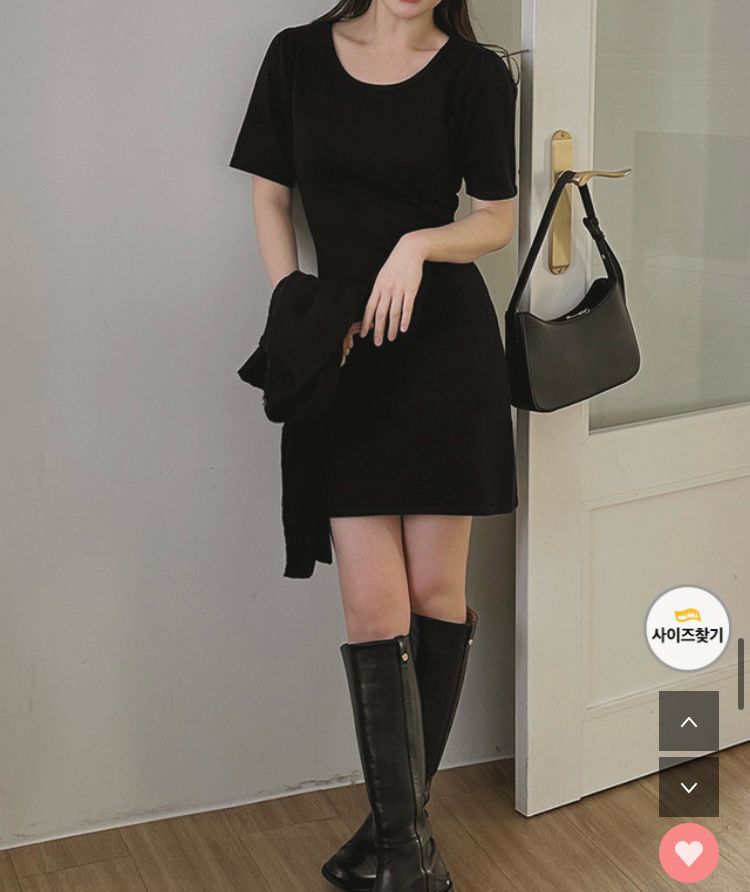 (최저가/데이트룩/새상품) 리리앤코 엘비디르 투피스(니트 가디건+미니 원피스) 세트 블랙 S 이미지