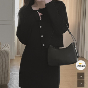 (최저가/데이트룩/새상품) 리리앤코 엘비디르 투피스(니트 가디건+미니 원피스) 세트 블랙 S 이미지