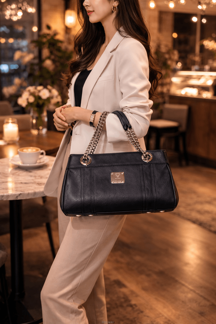 MCM 정품 블랙 가죽 체인 숄더백 이미지