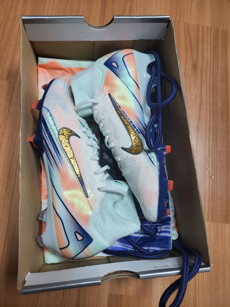 나이키 슈퍼플라이 10 엘리트 머큐리얼 드림 스피드 FG 하이 탑 클리트 배얼리 그린 크림슨 펄스 이미지