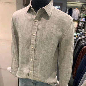 지오지아 And Z / 앤드지 그레이쉬 카키 퓨어 린넨 100% 셔츠 / 100 이미지