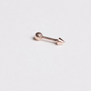 <미착용 새상품> 14k 옐로우골드 원뿔 피어싱 바길이4mm 이미지