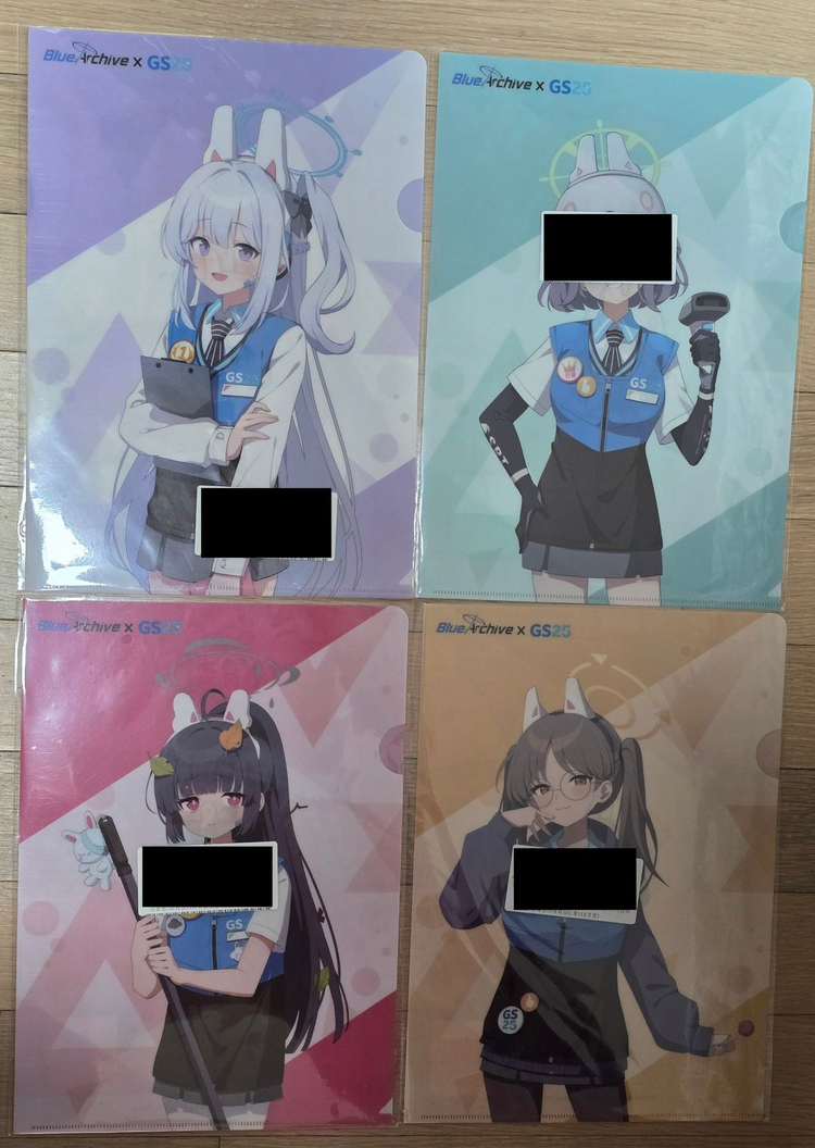 블루아카이브 GS25 SRT 클리어 파일 세트 미야코 사키 미유 모에 이미지