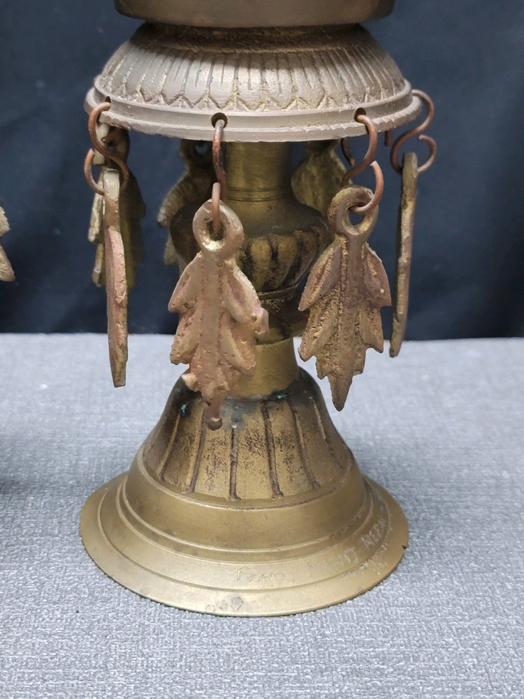 황동 나뭇잎 촛대 2점 동브론즈 이미지