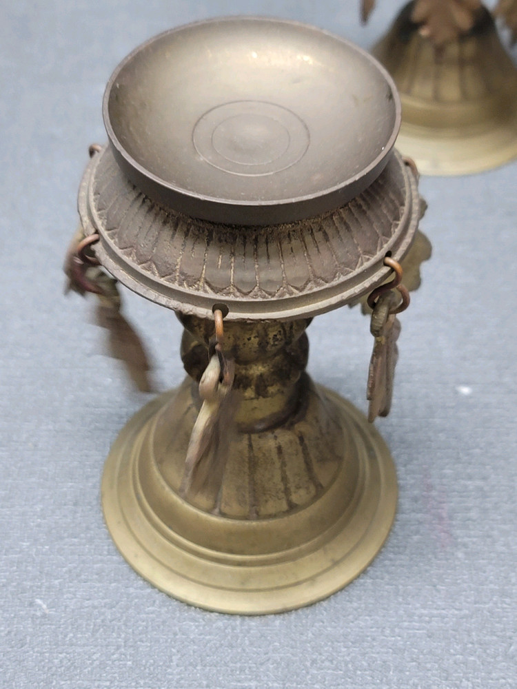 황동 나뭇잎 촛대 2점 동브론즈 이미지