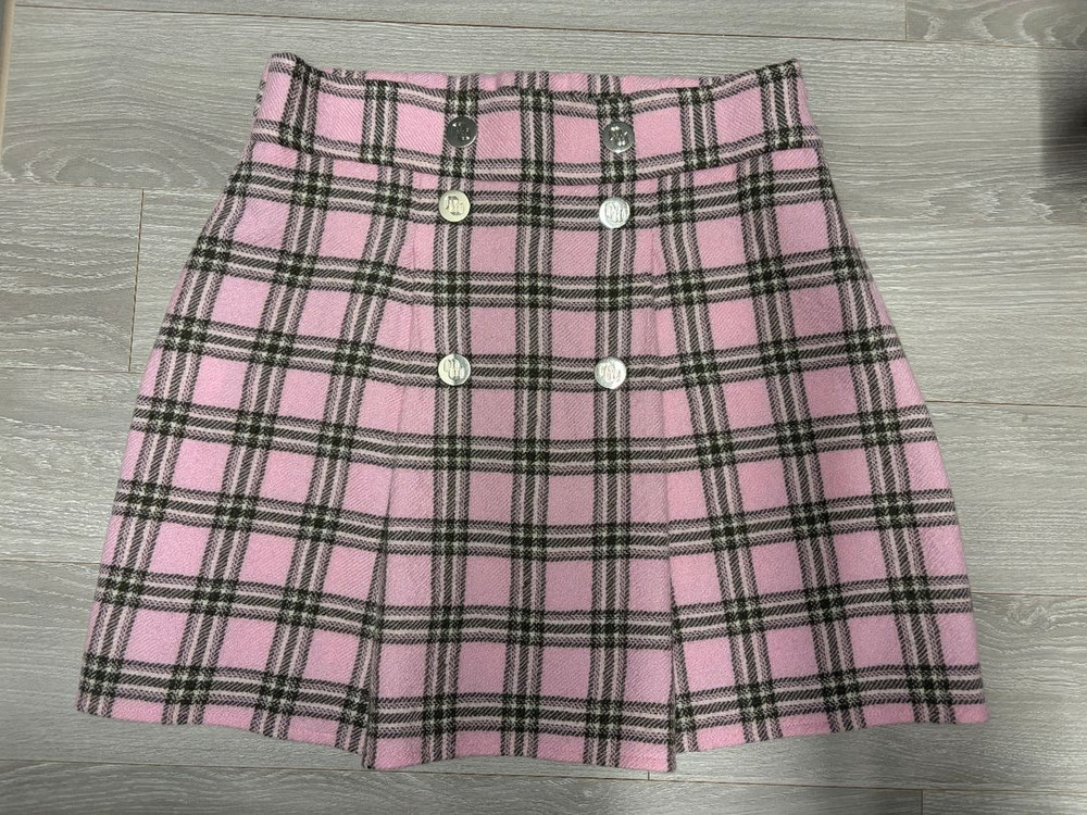 컨디션 최상) 마쥬 핑크 체크 플리츠 미니 스커트 (허리 뒷면 밴딩) 36사이즈ㅑ 이미지