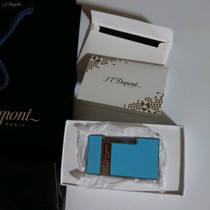 [새상품,풀세트] 듀퐁라이터 신형 터보 ca028007 라이트 블루 래커 크롬 쌍불 터보 라이타 이미지