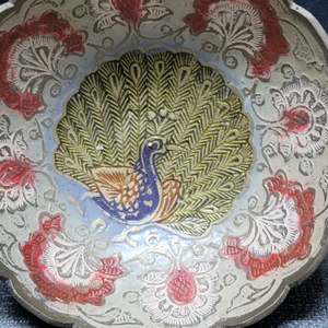 황동 공작문 굽접시 이미지