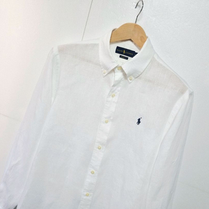 남성 폴로 랄프로렌 린넨 마 화이트 흰색 긴팔 남방 셔츠 이미지