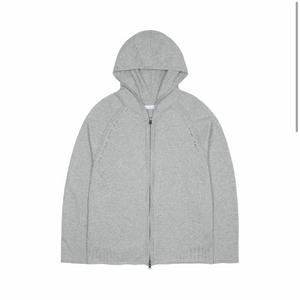 [새상품][사이즈2] 산산기어 니트 집업 후디 멜란지 그레이 이미지