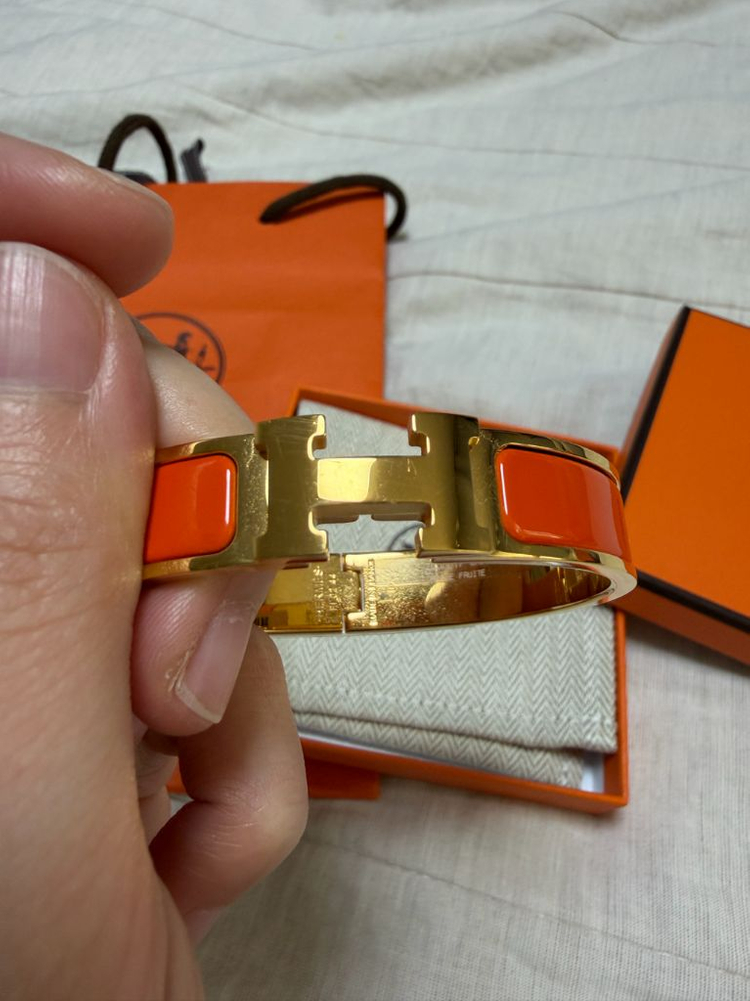 에르메스 클릭아슈 팔찌 / 오렌지, 금장 PM사이즈 이미지