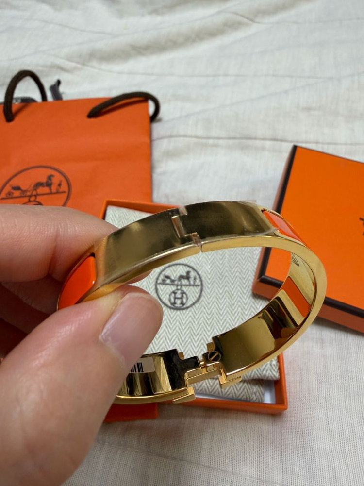 에르메스 클릭아슈 팔찌 / 오렌지, 금장 PM사이즈 이미지