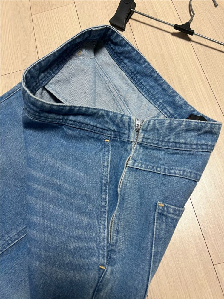 한섬 래트바이티 LATT 레이스 배색 데님 스커트 H라인 중청 롱치마 트임 슬릿 이미지