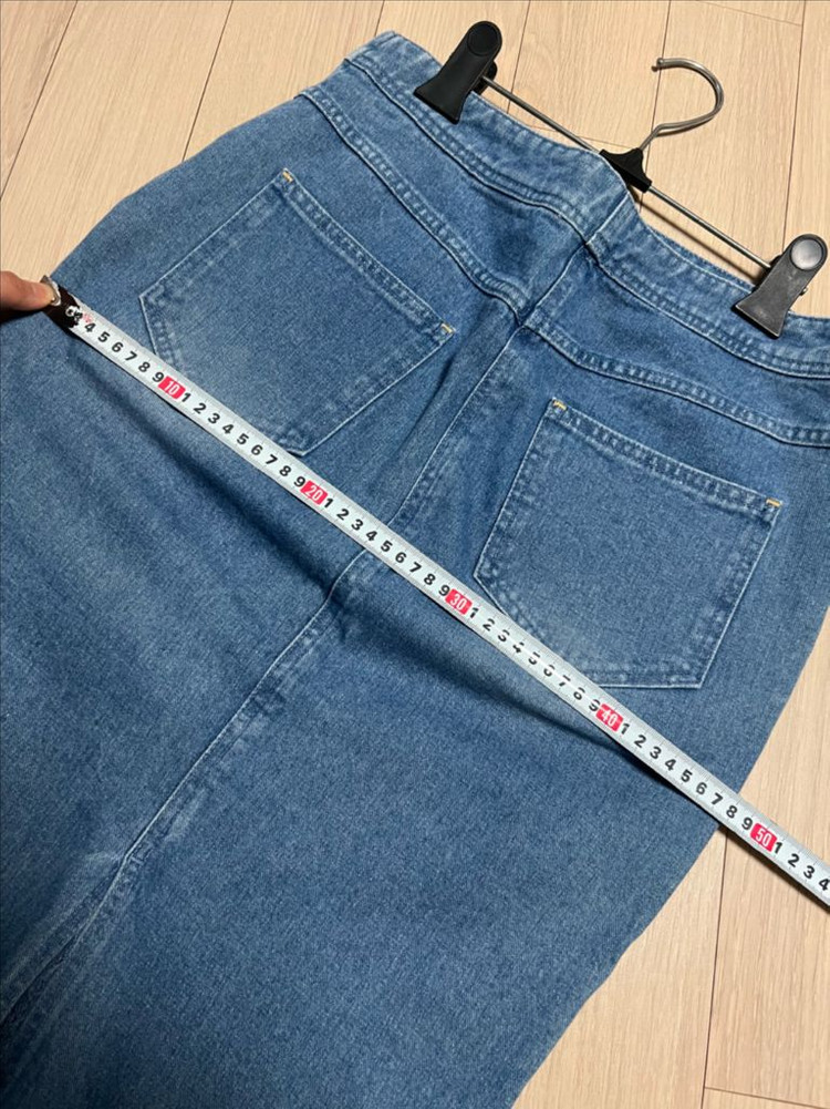 한섬 래트바이티 LATT 레이스 배색 데님 스커트 H라인 중청 롱치마 트임 슬릿 이미지