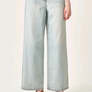 더캐시미어 백 밴딩 스티치 와이드 데님 팬츠 이미지