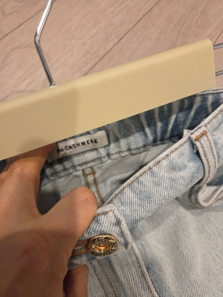 더캐시미어 백 밴딩 스티치 와이드 데님 팬츠 이미지