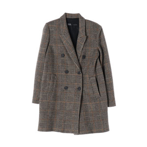 자라 브라운 체크 더블버튼 코트 XS 이미지