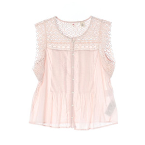 리바이스 핑크 레이스 민소매 셔츠 블라우스 이미지
