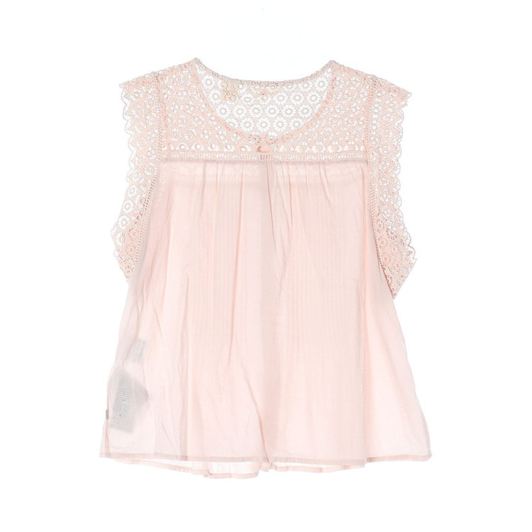 리바이스 핑크 레이스 민소매 셔츠 블라우스 이미지