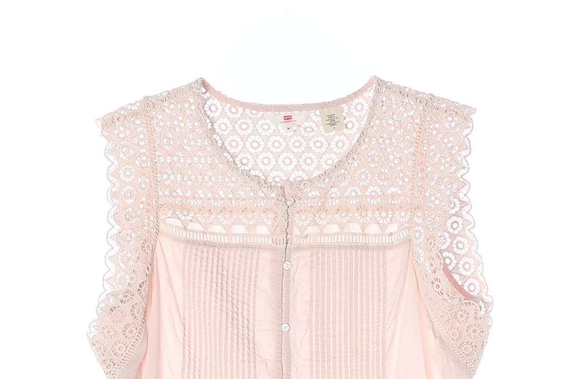 리바이스 핑크 레이스 민소매 셔츠 블라우스 이미지
