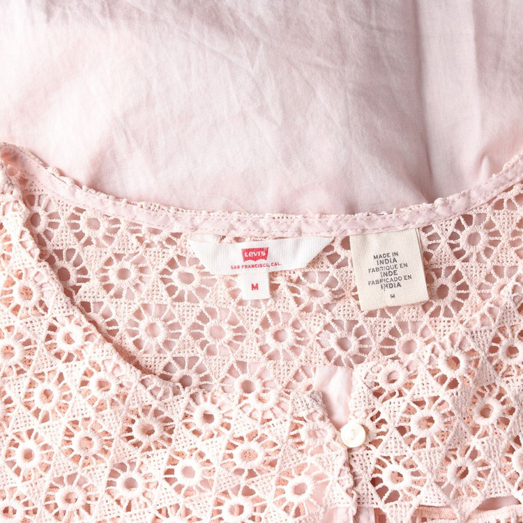 리바이스 핑크 레이스 민소매 셔츠 블라우스 이미지