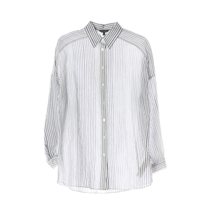 마시모두띠 코튼 실크 화이트 블루 스트라이프 셔츠 이미지