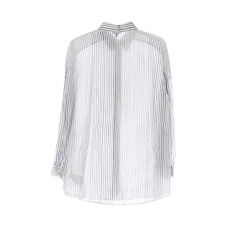 마시모두띠 코튼 실크 화이트 블루 스트라이프 셔츠 이미지