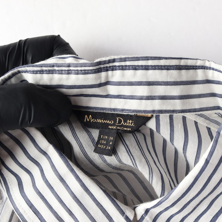 마시모두띠 코튼 실크 화이트 블루 스트라이프 셔츠 이미지
