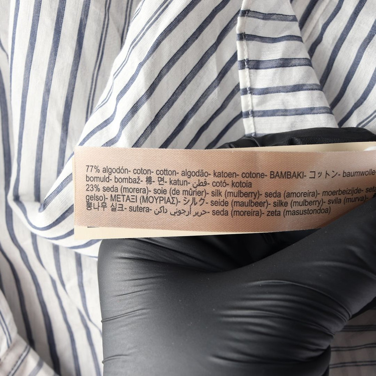 마시모두띠 코튼 실크 화이트 블루 스트라이프 셔츠 이미지