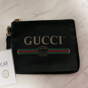 [A+/정품]구찌 빈티지 로고 가죽 클러치백 블랙 이미지