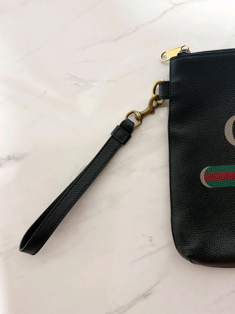 [A+/정품]구찌 빈티지 로고 가죽 클러치백 블랙 이미지