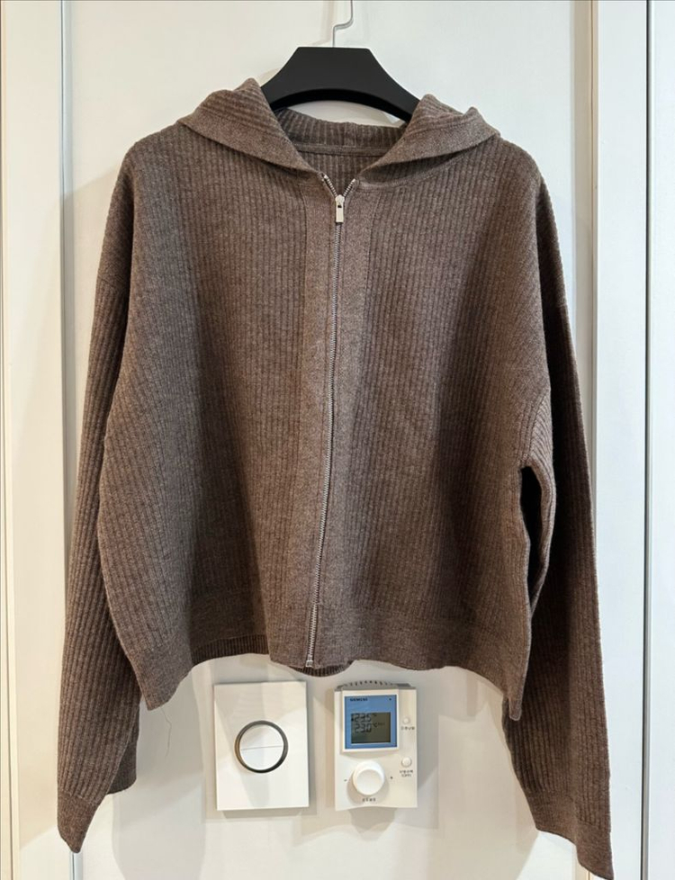 캐시미어 니트 후드집업 셋업 이미지