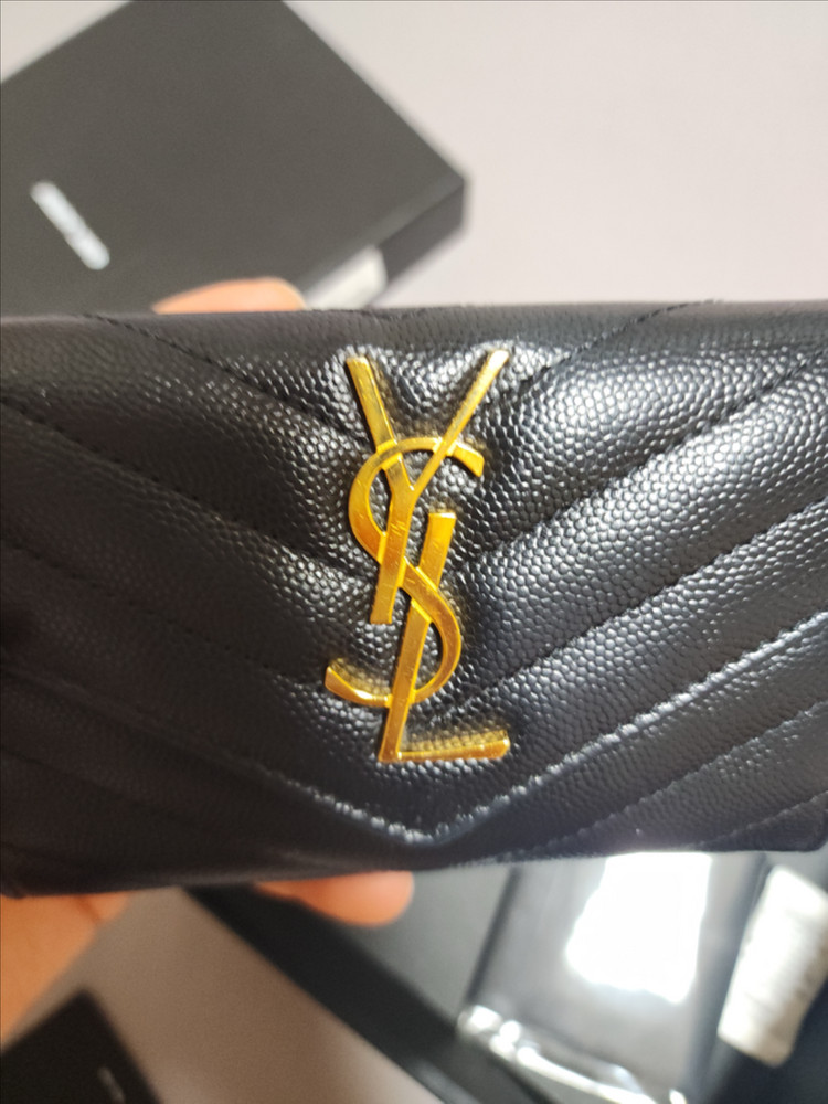 생로랑 카산드라 마틀라세 카드지갑 블랙 금장 이미지