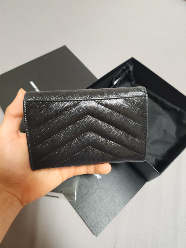 생로랑 카산드라 마틀라세 카드지갑 블랙 금장 이미지