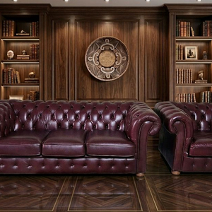 체스터필드 이태리 전체 천연 가죽 3+1인 소파쇼파세트 이미지