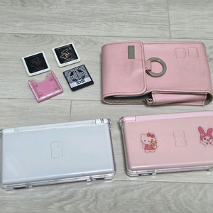 [일괄판매]닌텐도 DS 라이트 화이트 핑크, 칩, 충전기, 필름 이미지