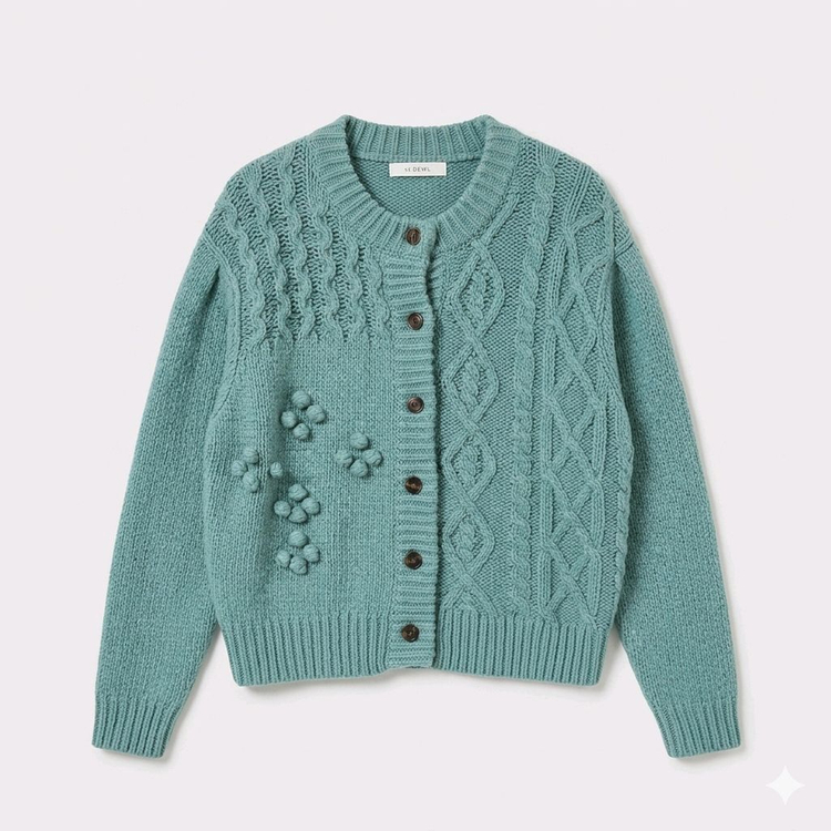 봄컬러 | JJ지고트 민트 니트 가디건 FREE | 55~66 화사핏 상태A 이미지