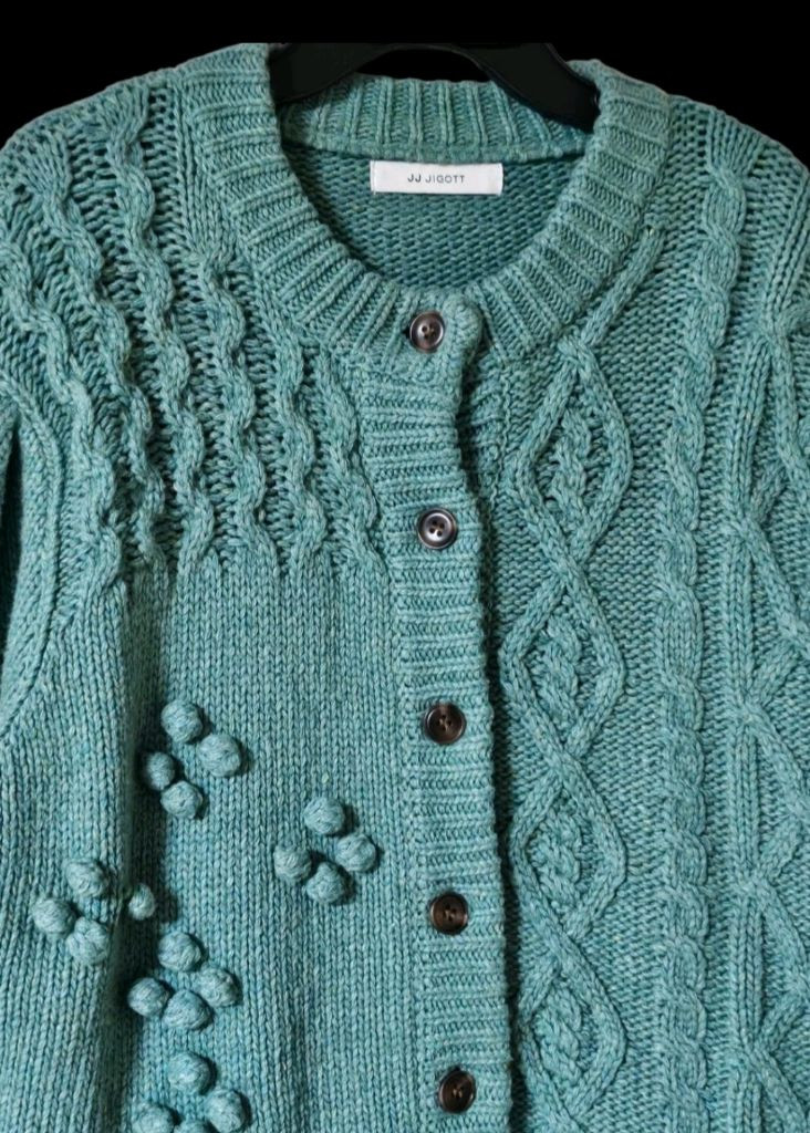봄컬러 | JJ지고트 민트 니트 가디건 FREE | 55~66 화사핏 상태A 이미지