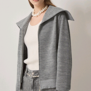 울 블렌드 비딩 로고 와이드 칼라 점퍼66 이미지