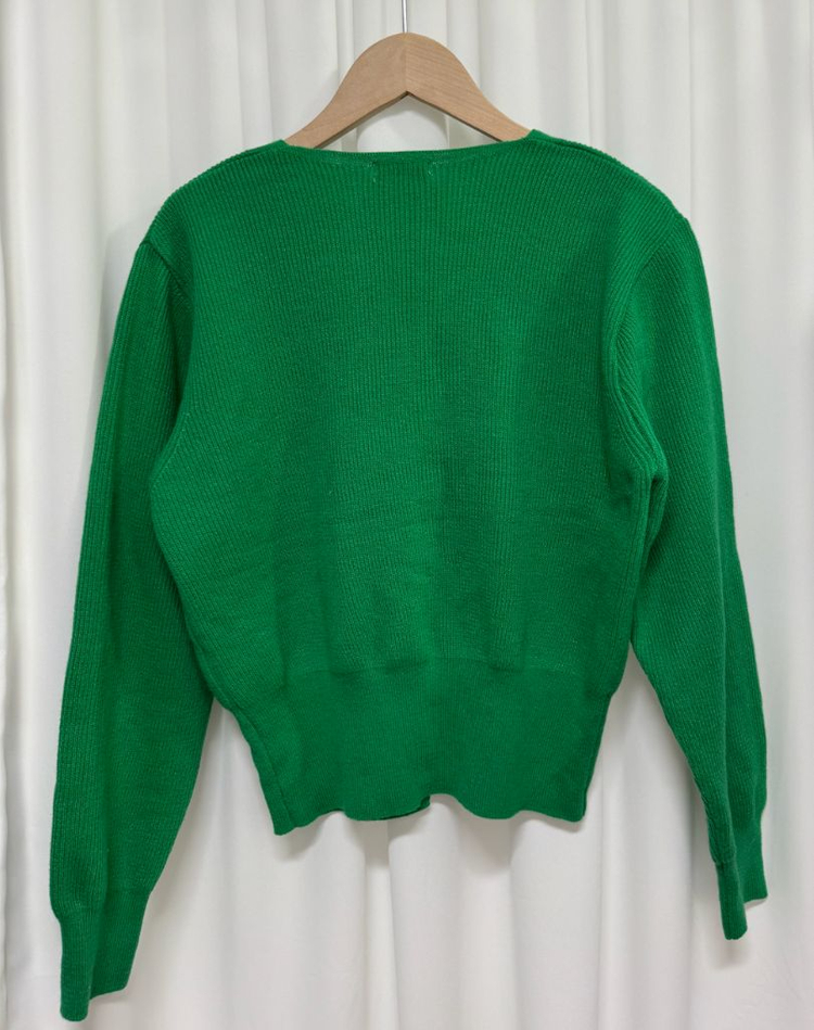 브이넥 그린 가디건 이미지